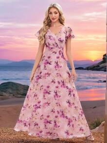 EVERPRETTY Elegant Floral Summer Formal Dresses For Bridesmaid Dresses