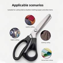 Triangular Teeth Stainless Steel Hand Tooth Cutting Cloth Cutting Cloth Sewing Scissors Pattern Cutting Lace Cutting Wave Paper Cuttings Triangular Serrated Hand Cloth Pattern Lace Cutting - Black - View 4