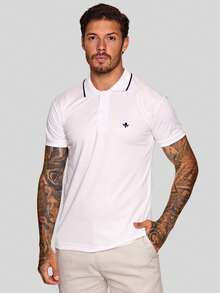 MEN'S POLO COLLAR SHIRT CASUAL BUTTON SLIM T-SHIRT PROMOTION - White - View 2