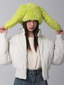 1pc Unisex Cute Rabbit Ear Decor Soft Warm Plush Hat, Suitable For Daily, Festivals, Parties, Autumn/Winter