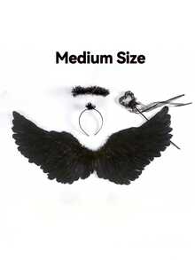 3 件套翅膀套装，天使翅膀，舞台表演道具，服装装扮道具万圣节 - 白色 - 查看 19