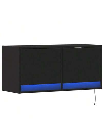 VidaXL TV Wand Unit LED Lighting 80x31x35 Cm Zwart view 3