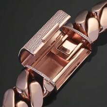 316L Stainless Steel Miami Curb Chain Nekclace Or Bracelet 14mm  Rose Gold Plated Miami Cuban Link Chain  For  Hip Hop Jewelry For Men Jewelry Cuban Link Chain Necklaces For Men Gold Chain Cuban Link Chain Women Baddies Chain Accessories Suitable As Valentine's Day Gift, For Party And Daily Wear - 14毫米(0.55吋) - 查看 8