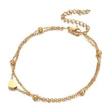 2 Piece Set Women's Stainless Steel Chain Anklet Trinkets Ankle Bracelet For Women , Silver/Gold Tone, Ankle Bracelet Hypoallergenic Women's Gold/Silver Ankle Bracelet, 14K Gold Anklet Waterproof Cuban Chain Heart Beaded Herringbone Rhinestone Anklet Set Layered Anklet Bracelet Women Gold Jewelry Gift Women Sterling Silver Adjustable Anklet, Heart Shaped Handcuff Ankle Bracelet, Summer Foot Jewelry, Stainless Steel/Gold Plated Anklet Love Anklet Personality Double Layer Simple Beach Anklet Accessories Women's Foot Jewelry - Vàng - Xem 9