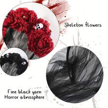 A Halloween Simulated Flower Veil Headband, Black Veil Dress, Day Of The Dead Flower Headdress, Party Horror Headdress Accessories,Fall,Hair,Hair Accessories,Hair Accessories For Women,Travel,Hair Accessories,Accessories Women,Hair Accessory,Hair Accessories Women,Hair Tools,Hair Stuff,Stuff,Beauty Accessories,Gifts,Travel,Gifts For Women,Hair Stuff,Stocking Stuffers