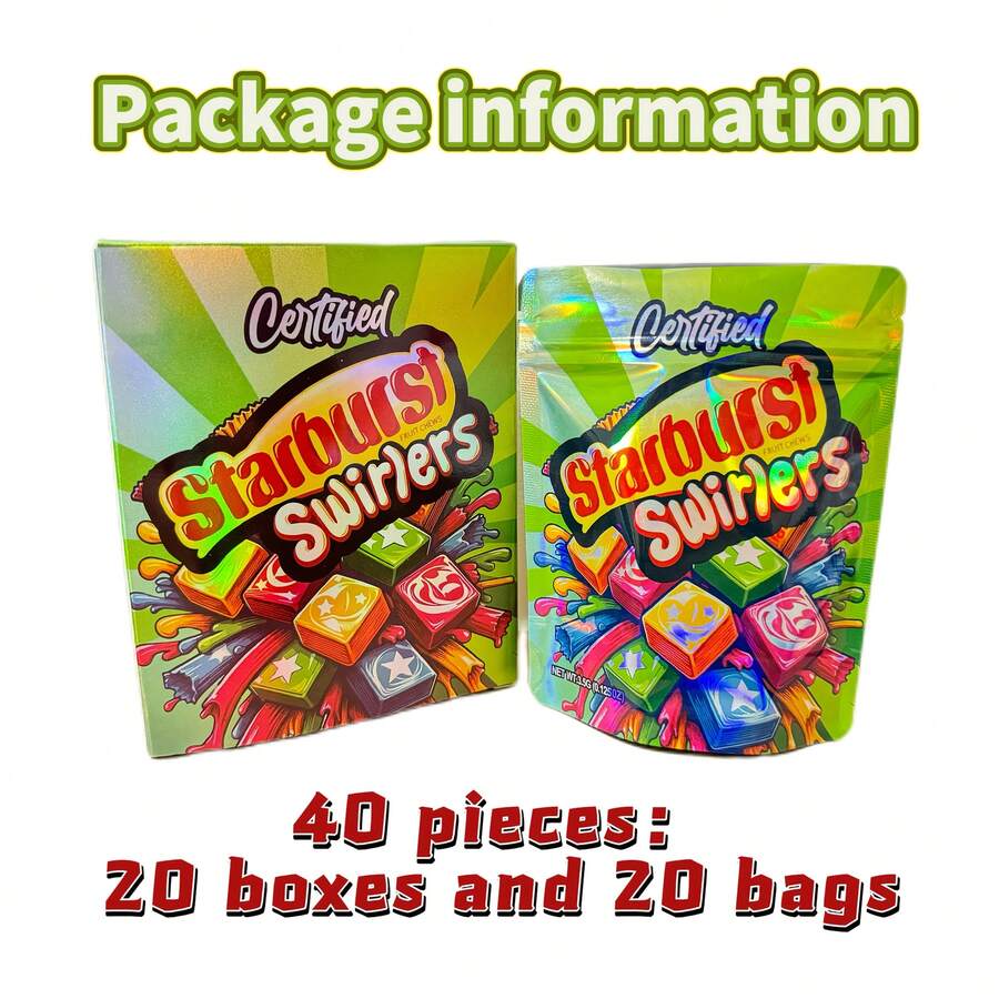 20/40pcs Green Laser Self-Standing Packaging Bags With Zip Lock, Essential For Beauty Samples/ Handmade Soaps/ Cultural And Creative Product Packaging. - 40 Pieces (20 Boxes+20 Bags) - View 1
