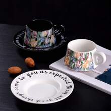 Luxury And Retro Cup And Plate Set - Tulip Cup Set - Coffee Cup Set - Ceramic Cup Set - Gift Set For Events - Watercolor Painting - Coffee Cup Set For Drinking - Multicolor - View 9