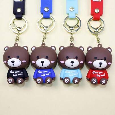 New Cute Cartoon Bear Plush Keychain, Adorable Bear Doll Pendant For Car, Bag, Small Gift