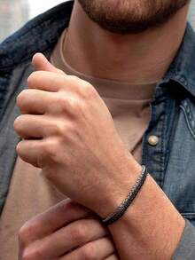 سوار رياضي للرجال، سوار من الفولاذ المقاوم للصدأ مصنوع يدويًا بألوان أسود وفضي، سوار سلسلة مزدوج الطبقة عصري، سوار رياضي مقاوم للماء متعدد الطبقات باللونين الأسود والفضي، هدية مجوهرات من الفولاذ المقاوم للصدأ للرجال