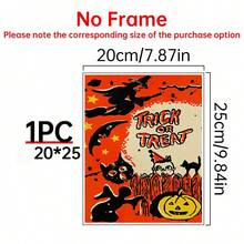 1 pièce Affiche sur canevas de sorcière volante, citrouille fantôme, style décoratif de festival des chats fantômes. Murales d'intérieur, impressions d'affiches, cadeaux muraux, chambre, bureau, salon, café, décoration murale, maison, décoration de dortoir, cadre photo au choix, décoration d'Halloween, décoration d'automne, décoration de chambre.