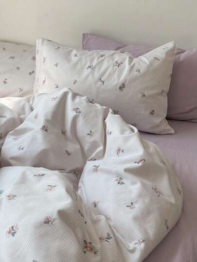 3 件套花卉床上用品套装，2 个枕套 + 1 个羽绒被套，舒适透气