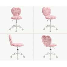 Chairus Faux Fur Study Desk Chair For Teenagers Height Adjustable Swivel Computer Chair Armless With Heart-Shaped Backrest Kids Chair - Leopard Print - View 8