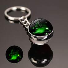12 Constellation Glow In The Dark Creative Galaxy Keychain Good Luck Keychain Glass Ball Pendant Key Ring Couple Key Chain Improve Love Wealth Success