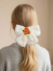 Pasadores de pelo tipo barrette para niñas con moño de peluche de gran tamaño, accesorios de pelo retro de felpa, accesorios de moda y lindos para el cabello, adornos para la cabeza