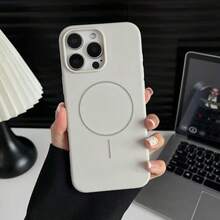 1 件哑光液态硅胶简约磁吸手机壳适用于 16 15 14 13 12 Pro Max Plus 无线充电软硅胶后盖 - 黑色 - 查看 9