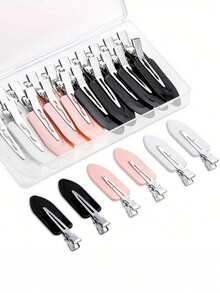 4/12/20pcs No Bend Hair Clips, Creaseless Duckbill Alligator Clips For Hairstyling, Makeup, Salon, DIY Crafts - Sectioning, Waves, Bangs, Gift Set With Storage Box(Black/Pink/White), School Stuff Hair Accessories