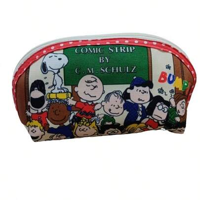 SNOOPY 1 Piece Thickened Snoopy Large Capacity Cute Anime Canvas Makeup Storage Bag With Pen Pocket Built In Composite Material,The Perfect Holiday Gift For Fans, Family And Friends, Christmas Gift, Valentine's Day Gift