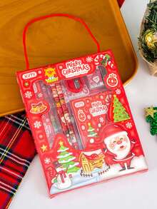 6pcs Christmas Stationery Gift Set, Elementary Student Pencil Case Set, Children's Christmas Small Gift, Daily Learning Stationery Set