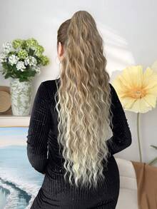 26 Inch Long Water Wave Heat Resistant Synthetic Ponytail, Daily Use Wig Hair Scrunchie For Women - Multicolor - View 5