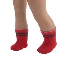 1 双适合 18 英寸娃娃的娃娃袜子，时尚娃娃服装配饰，多色条纹袜子，适合作为小女孩的生日礼物或节日礼物 - 彩色 - 查看 10