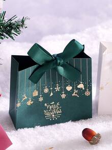 5-Piece Christmas Gift Box With Bow, Santa Claus Sleigh And Reindeer Pattern, Holiday Candy Gift Bags, Suitable For Holiday Parties, Weddings, Birthdays, Anniversaries, Exquisite Gift Packaging, C Ookies, Jewelry, Chocolates, DIY Craft Packaging, Christmas Eve Decorations - Multicolor - View 8