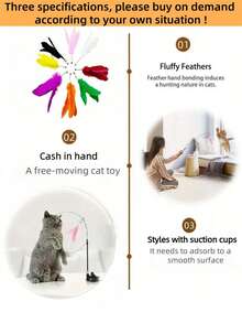 Upgraded Strong Suction Cup Cat Teaser Wand, Plush Animal Replacement Head, Self-Entertaining Durable Cat Chewing Toy, Pet Supplies