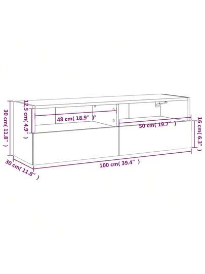 VidaXL TV Wand Unit 100x30x30 Cm, Finished Wood, Concrete Grijs view 2