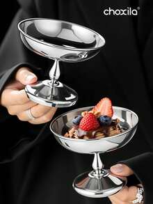 choxila 1 pièce Bol à glace en acier inoxydable, coupe à dessert, plateau, porte-bougie, bol à collation, plateau à fruits, pour la maison, le restaurant, la cuisine, la cour, la Fête nationale saoudienne, la rentrée scolaire