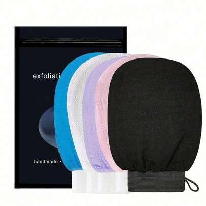1 pieza/2 piezas/3 piezas Guantes exfoliantes para el baño, limpieza profunda, guantes exfoliantes, cepillo corporal de fibra, guantes exfoliantes para la ducha, elimina la piel muerta y la suciedad, esponja vegetal, suave en la piel, guantes revitalizantes para spa, regalo, Navidad, Halloween (empaque en bolsa de OPP transparente)