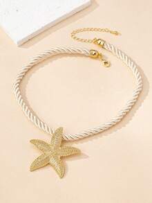 1pc Fashionable Exaggerated Starfish Necklace, Suitable For Women's Party, Banquet, Gift