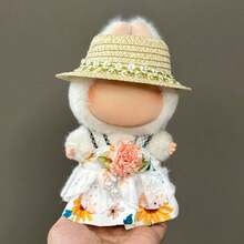 Conjunto de ropa para muñeca de 17 cm, compatible con Labubu, conjunto de ropa adecuado para muñecas de 6.7 pulgadas, accesorios de sombrero y ropa de moda y únicos, adecuado para muñecas de primera/segunda/tercera generación para jugar y exhibir, solo conjunto de ropa (excluye muñecas y zapatos)