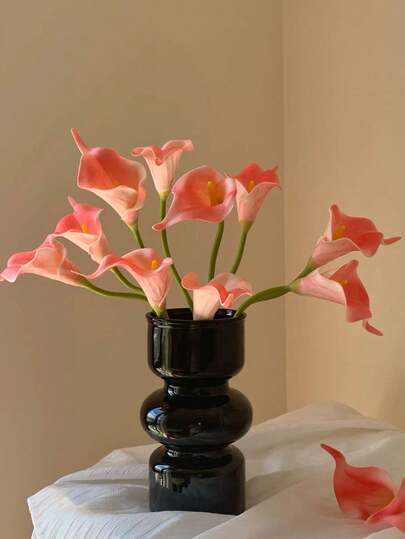 12Pcs Pink Artificial Calla Ily Flower Lmitation Flowers PU Fake Flowers Calla Lily Artificial Bouquet For Home WeddingDecor, Indoor &Outdoor Decor, Garden Decor, Party Decor, Bohemian Style Decor, Festivals Party Decor, Mother's Day BirthdayCelebration Daily Date Gift