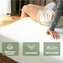 Colchones Matrimoniales con Gel de EnfriamientoColchon Matrimonial Colchon de 7zonas Confort Firmeza Media Alivio de Presion Funda Removible Lavable Sin Fibra de Vidrio Memory Foam135x190x20cm - Blanco - Ver 6