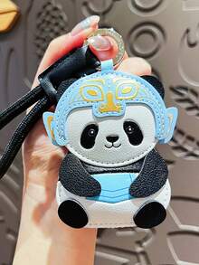 Cute Three Kingdoms Panda! Three Kingdoms Panda Cartoon Panda Teddy Bear PU Leather Panda Pendant Small Accessory Cultural Creative Bag Charm Fashionable Pendant Colorful Decoration Fall Y2K
