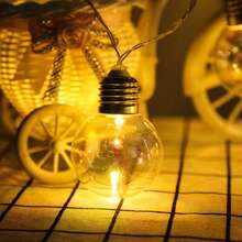 1pc 10-Light 2M AA Battery Powered Colorful Round Ball String Lights, Decorative Lighting For Kids Room, Night Market, Tent