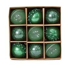 9 pièces/boîte, boules de décoration d'arbre de Noël de 8 cm/3,1 po de diamètre, boules décoratives colorées suspendues pour salon, chambre à coucher, décoration de fête de vacances, pendentifs de décoration de Noël, décoration de la maison, décorations de Noël, décoration de pièce d'hiver