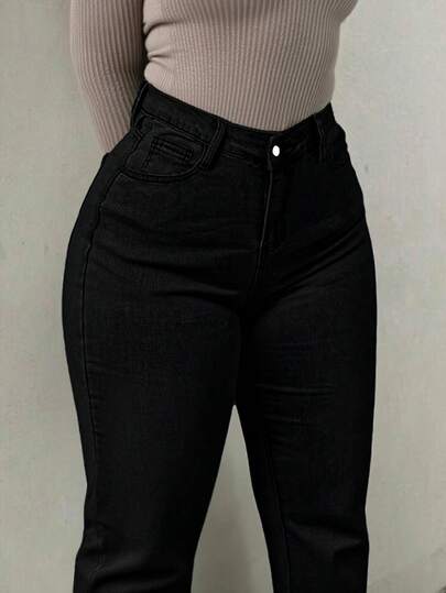 Pantalones acampanados de mezclilla de talla grande, elegantes, elegantes, formales, atuendo para salir, ropa de otoño para mujer, jeans de talla grande, jeans de talla grande para mujer, jeans curvos, jeans para mujer, jeans negros, jeans holgados, pantalones, pantalones cargo, vaquera de talla grande, Halloween, Halloween, Año Nuevo, Campo, Navidad