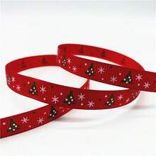 5yards 10mm Christmas Ribbon Printed Christmas Polyester Ribbon For Handmade Design Christmas Decoration Gift Packing