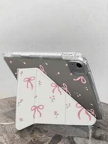 The Beautiful And Cute Cartoon Pink Flower Bow Double-Sided Painted Acrylic Transparent Crystal Back Cover Is Shockproof And Suitable For IPad 7th Generation, 8th Generation (10.2 Inches), And 10th Generation. It Has A Built-In Pen Slot And Supports Sleep And Wake-Up Functions/Multiple Folding Stand Methods. These Are Festival Gifts And New Year Gifts