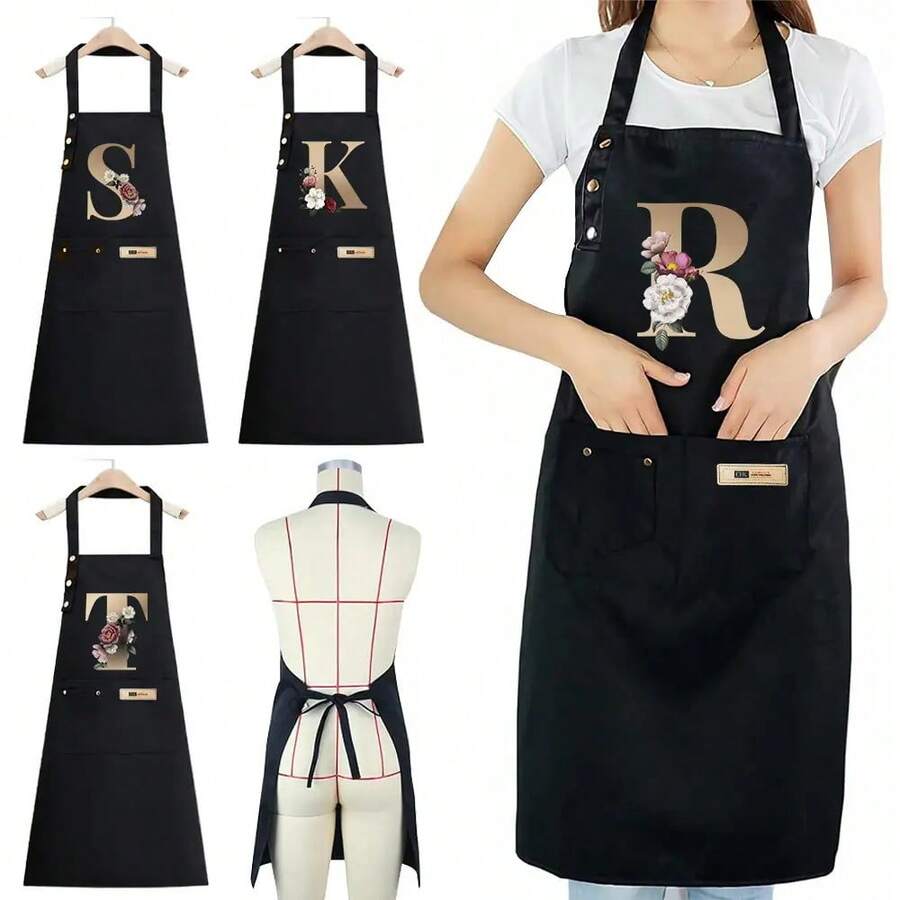 One Polyester Apron Featuring Adjustable Shoulder Straps And Spacious Pockets, Ideal For Cooking, Gardening, Painting, Baking, And Restaurant Use; A Must-Have For Holiday Gifting, Especially For Christmas. - H - 查看 1