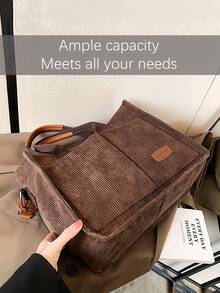 [US-Based Shipping]Brown Stylish Large Capacity Solid Color Corduroy Tote Bag For Women,Letter Patch Multi-Pocket Shoulder Bag For Commuting & Going Out, Lightweight Durable Removable Shoulder Strap Outdoor Travel Crossbody Bags, Casual Versatile Square Shopping Handbag,Simple Versatile,Hobo Tote Bag For Women, Casual Large Capacity Purse Bucket Bag, Shoulder Satchel Daypack For Outdoor Travel And Work Commuting, Vintage Satchel Shopping Bags Computer Handbag,Purses And Bags Women Bags For Women Black Purse Beach Bag Halloween Tote Bags For Women Bolsos Para Mujer Crossbody Bags For Women Handbags For Women White Purse Totes Bags For Women Brown Purse Clear Bag School Bag Bride Purses For Women Wedding Clear Purse Work Bag Lunch Bag For Women Carteras Para Mujer - 棕色 - 查看 7