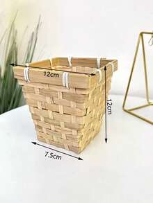 Woven Flower Basket, Small Bamboo Basket, Desktop Organizer Storage Basket, Bamboo Woven Basket, Woven Basket - Khaki - View 12