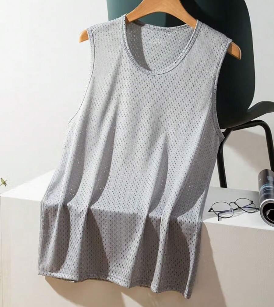 Comfortable Men's Tank Top, Size M To G3 Breathable Mesh, Plus Size, Quick Drying, Ideal For Home/Indoor - 灰色 - 查看 1