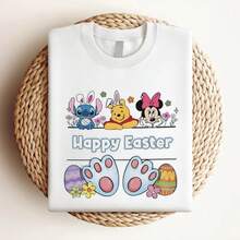 Women T-Shirt Print Summer Stitch, Winnie The Pooh, Minnie Mouse And Friends Mens T Shirt, Suitable For Outdoor Sports, For Gifts Soft Streetwear Graphic Print Round Neck Short Sleeve Women Top Graphic Tees Casual T-Shirt For Women Casual Fashion Slightly Breathable Unisex - White - View 4