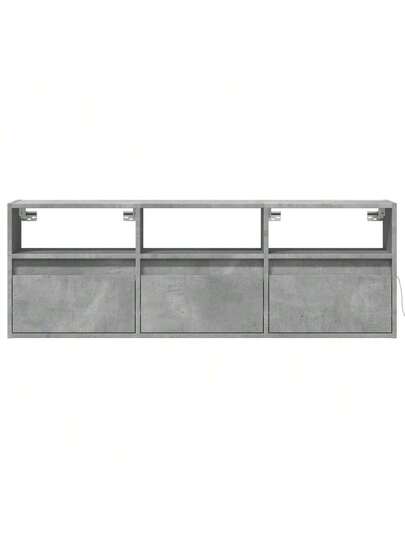 VidaXL TV Wand Unit LED Lighting 130x31x45 Cm Concrete Grijs view 6
