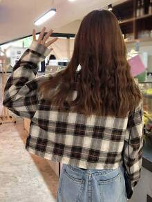 Women's Plaid Long Sleeve Casual Blouse, Spring,Long Sleeve Tops