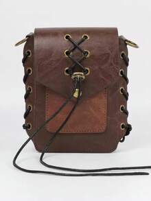 Medieval Industrial Steampunk Retro Ropes Bandage Decoratived Vintage Gothic Shoulder Purse Punk Y2K Crossbody Bag,PU Leather Compact Everyday Bag For Women