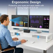 Dual Monitor Stand, 90x26cm Desks Shelf, Double Monitor Riser For Laptop PC Computer Screen Monitor Stand Desktop Organiser For Working