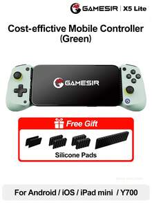 GameSir X5 Lite 手机游戏手柄，兼容 15/16 英寸 iOS 和安卓平板电脑，适用于长度 105-213 毫米的设备，霍尔效应摇杆，轻巧的人体工学设计，兼容 Game Pass、Zenless Zone Zero 云游戏、Steam/Moonlight 串流游戏和远程游玩，芥末绿 - Wasabi - 查看 12
