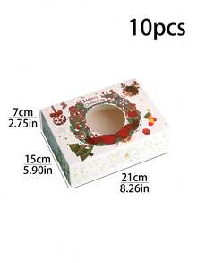 5pcs/10pcs Christmas With Transparent Display Windows, Christmas Pastry Box, Biscuit Box, Creative Bread And Muffin, Christmas Gift Packaging Box - Large - View 17